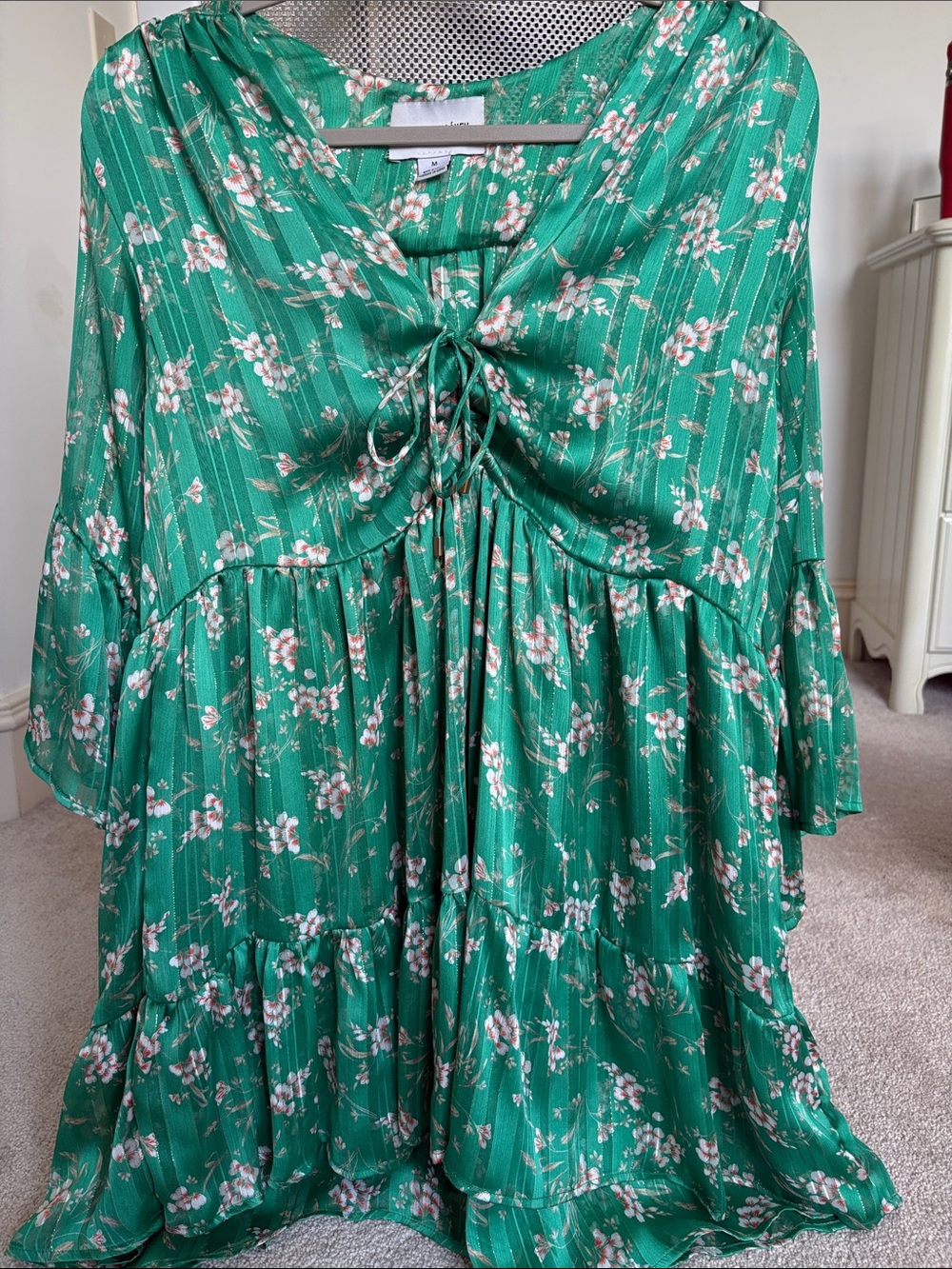 Sabina Musayev Green Floral Tie-Front Midi Dress